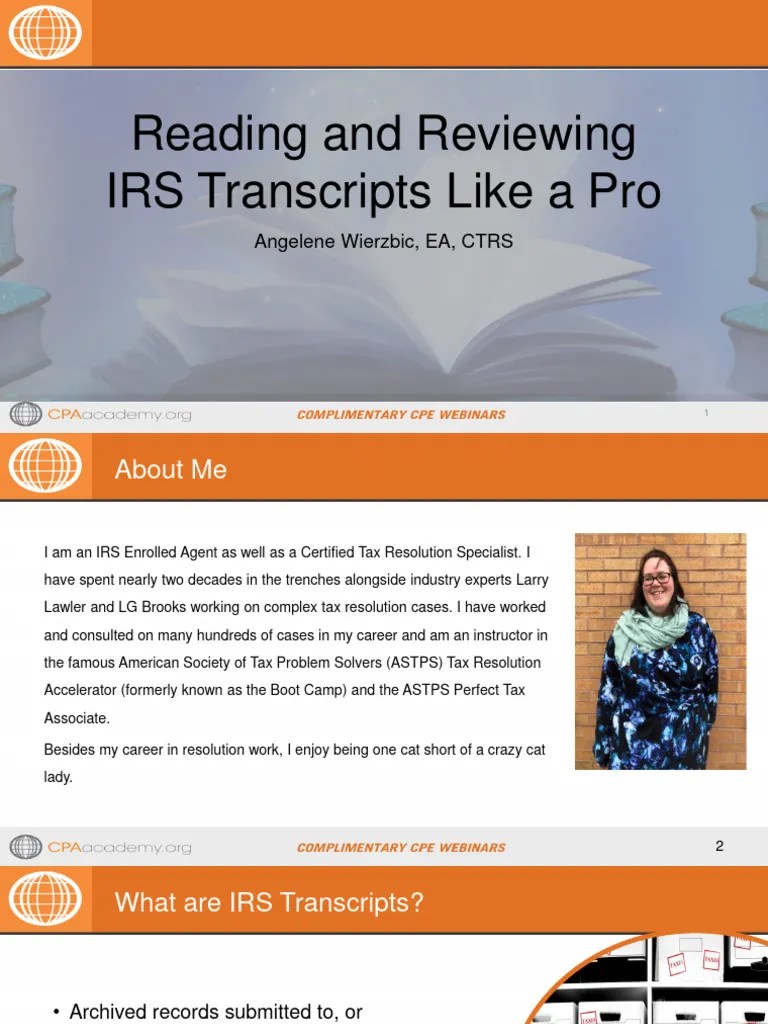 ASTPS - Reading And Analyzing IRS Transcripts | PDF | Irs Tax Forms ...