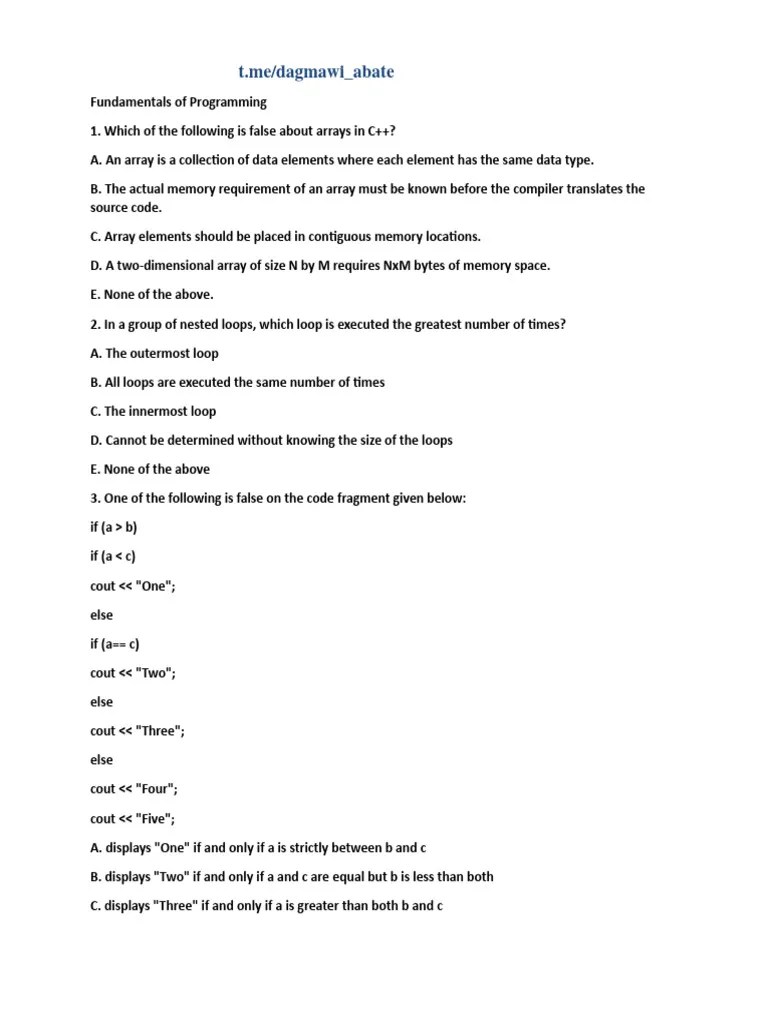 HiLCoE School Of Computer Science And Technology Model Exit Exam | PDF | Class (Computer ...