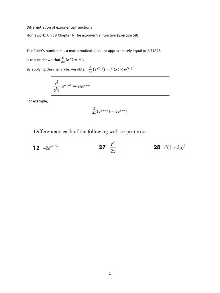 2 Differentiation Of Exponential Functions-1 | PDF | Exponential Function | Radioactive Decay