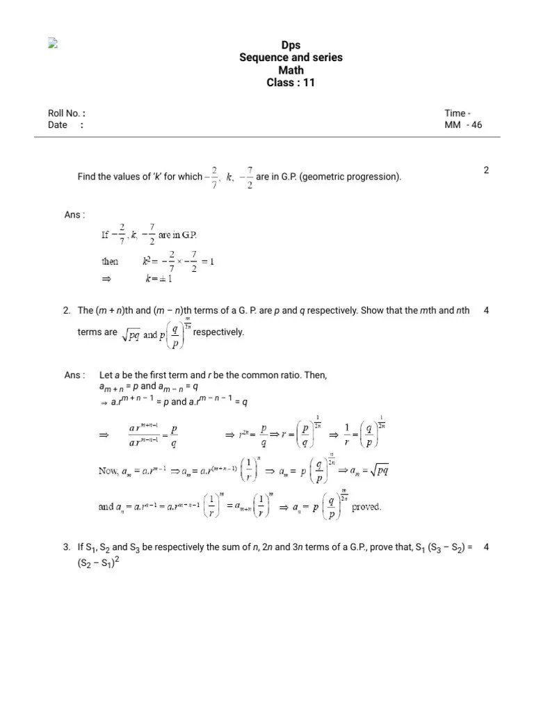 Sequence And Series | PDF | Mathematical Objects | Mathematics