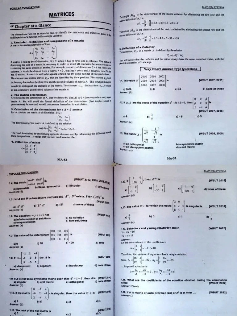 ORGANIZER 1st SEM MATHEMATICS IA MATRICES AND VECTOR SPACES | PDF | Matrix Theory | Abstract Algebra