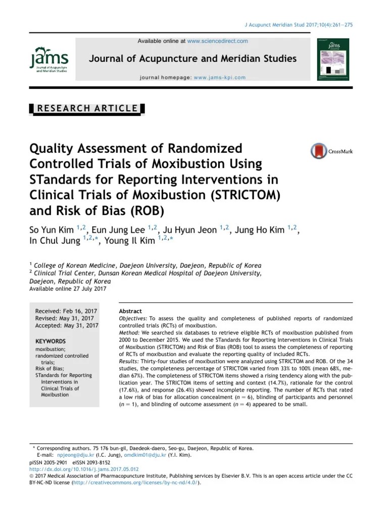 2017 Quality Assessment Of Randomized Controlled Trials Of Moxibustion ...