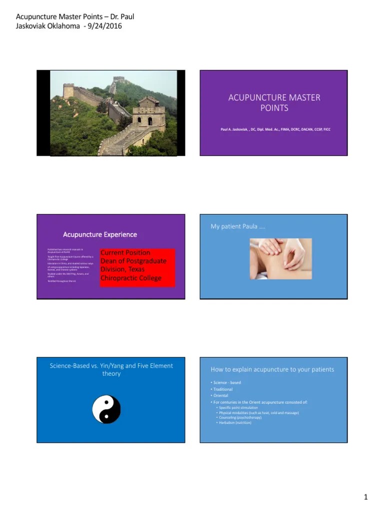 TCM Acupuncture Master Points | PDF | Myofascial Trigger Point | Acupuncture