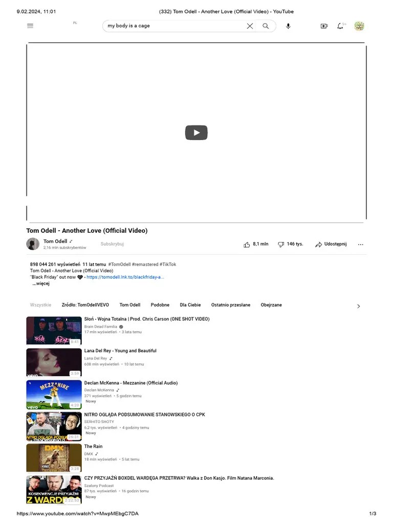 Tom Odell - Another Love (Official Video) - YouTube | PDF