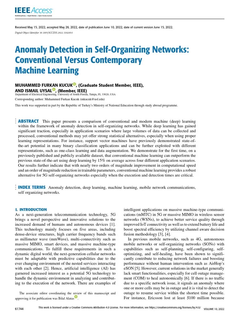 Anomaly Detection In Self-Organizing Networks - Conventional Versus Contemporary Machine ...