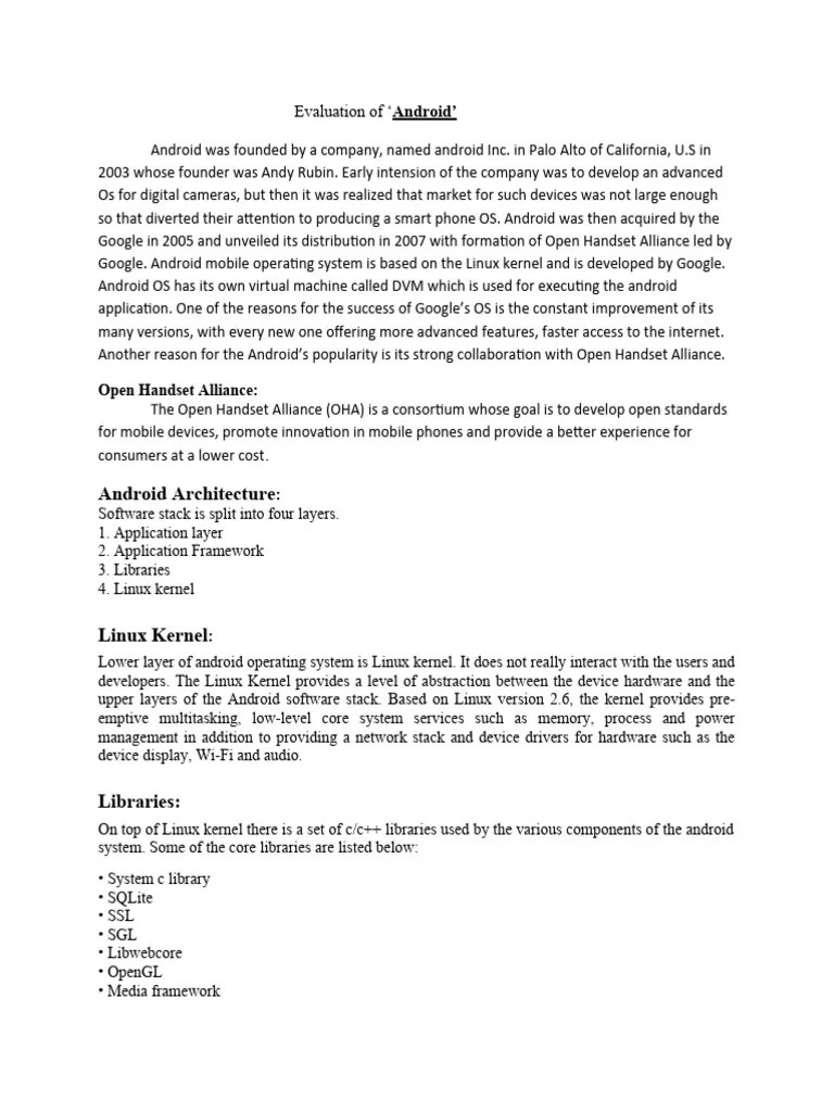 Evaluation Of Android | Download Free PDF | Android (Operating System ...