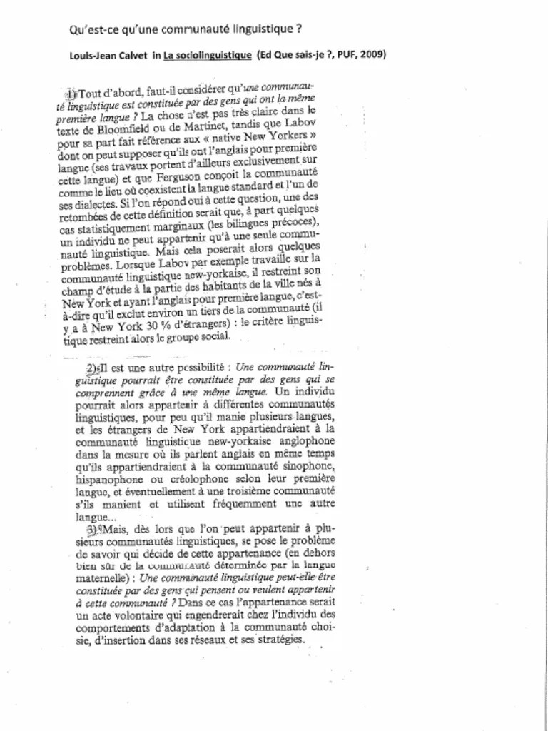 Quest-Ce Quune Communauté Linguistique | PDF