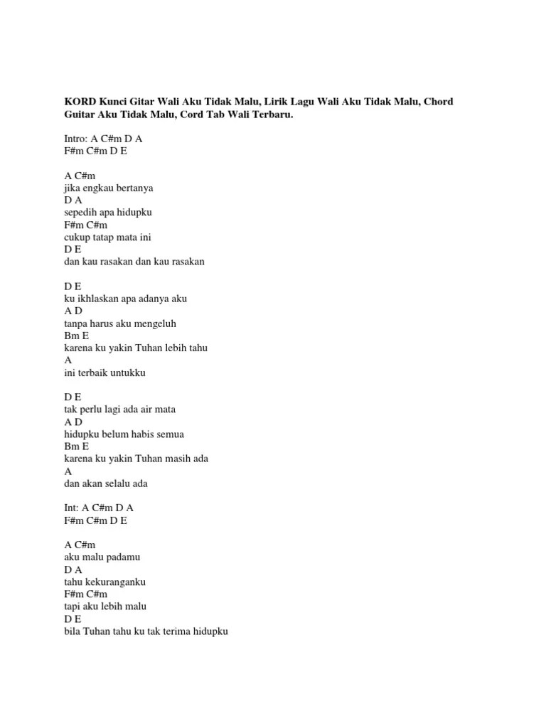 KORD Kunci Gitar Wali Aku Tidak Malu | PDF