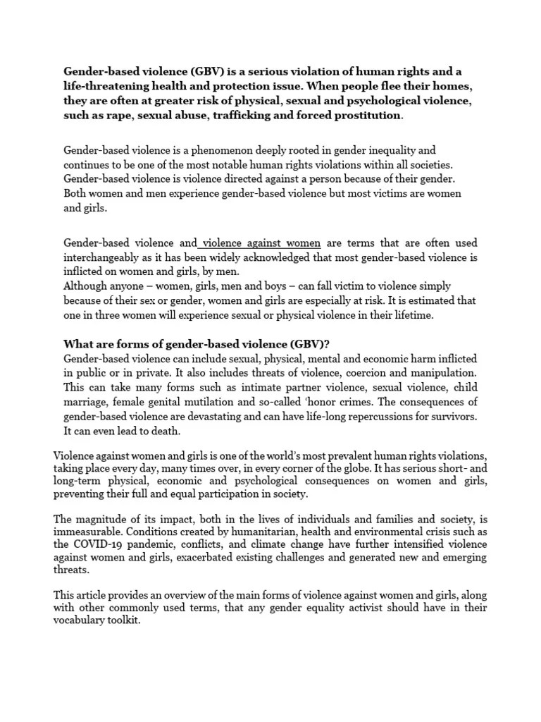 What Is Gender-Based Violence | PDF | Gender Studies | Feminism