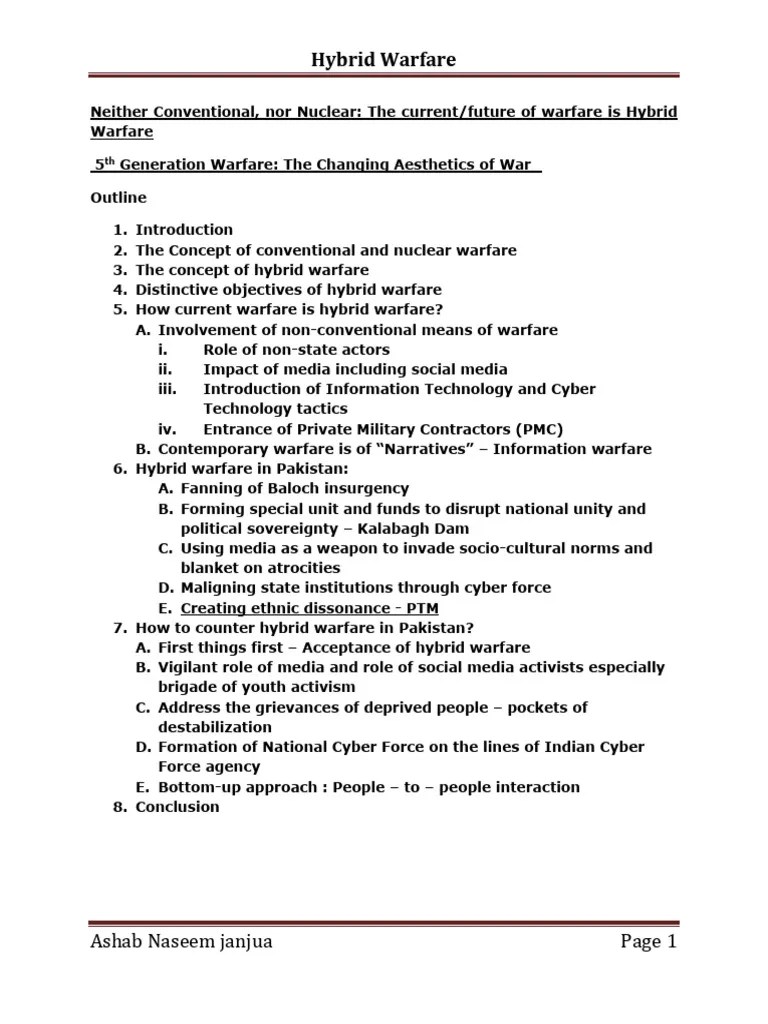 Hybrid Warfare | Download Free PDF | Security | Cyberwarfare