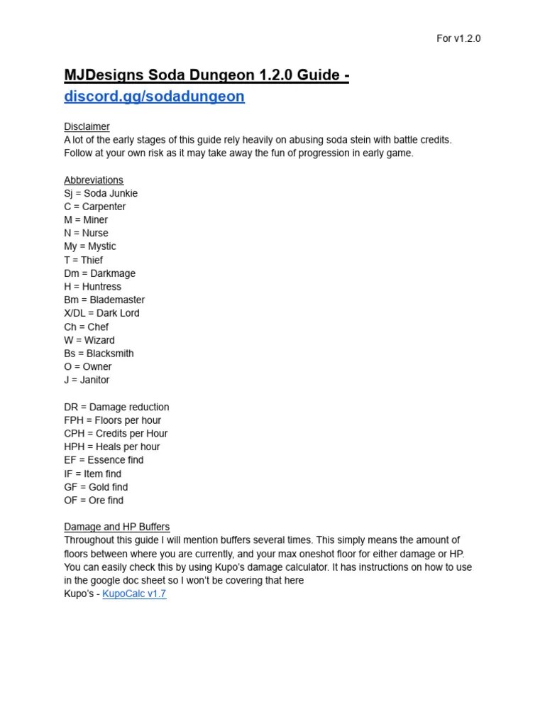 Soda Dungeon 1.2.0 Guide | PDF
