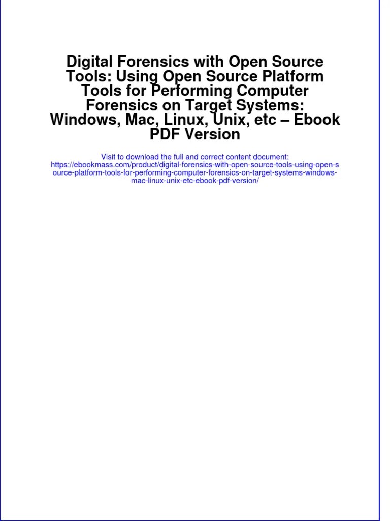 Download EBook Digital Forensics With Open Source Tools Using Open ...