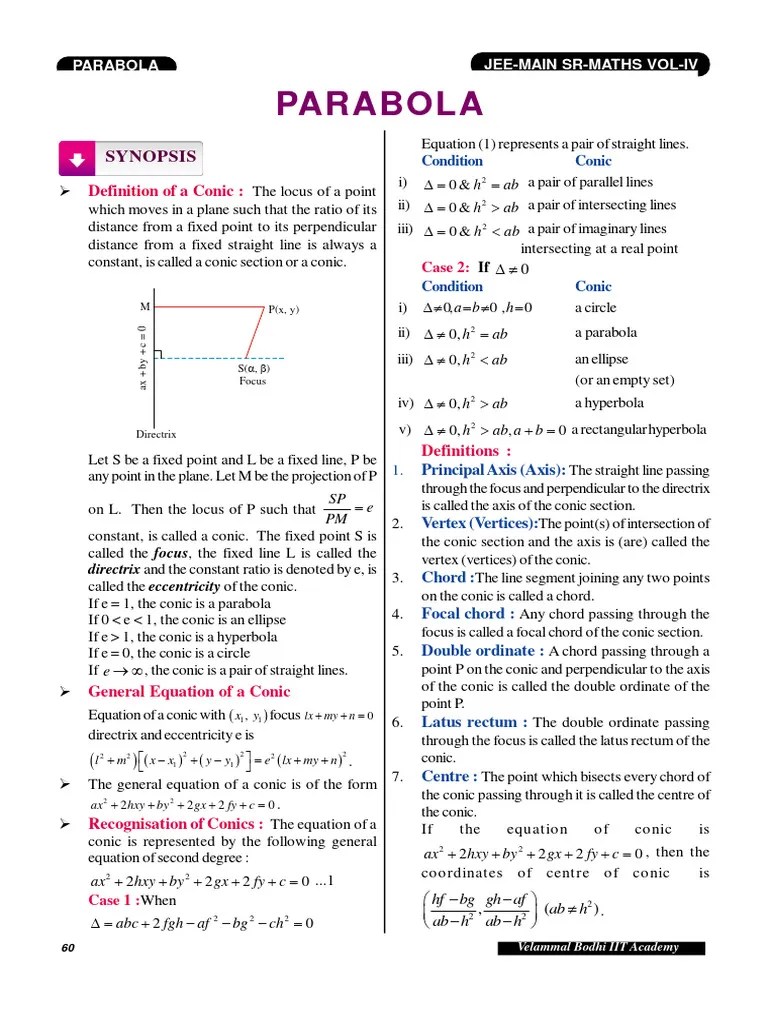 Parabola | PDF | Euclidean Geometry | Analytic Geometry