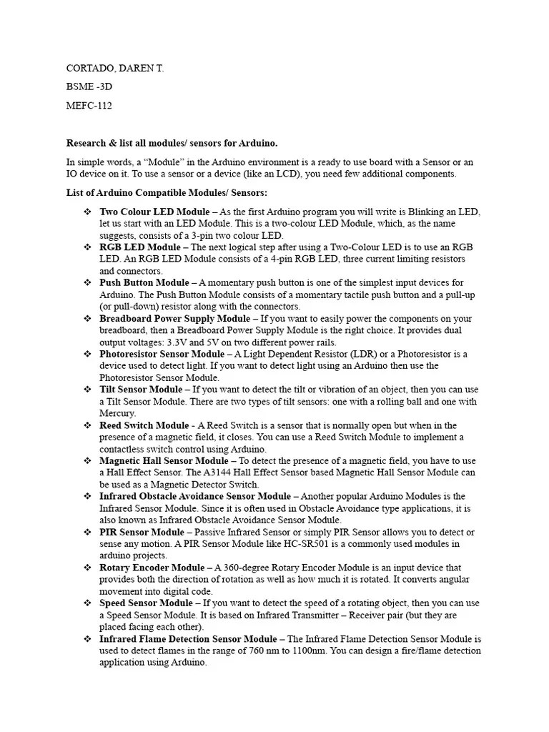 Arduino Modules & Sensors Guide | PDF | Infrared | Sensor