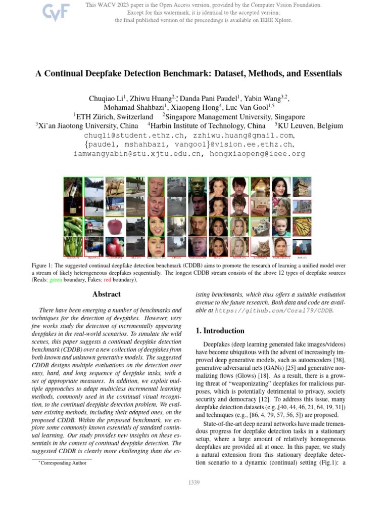 Li A Continual Deepfake Detection Benchmark Dataset Methods And ...