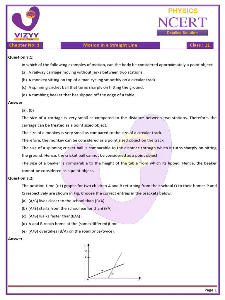 CH 3 Motion In Straight Line | PDF | Velocity | Acceleration