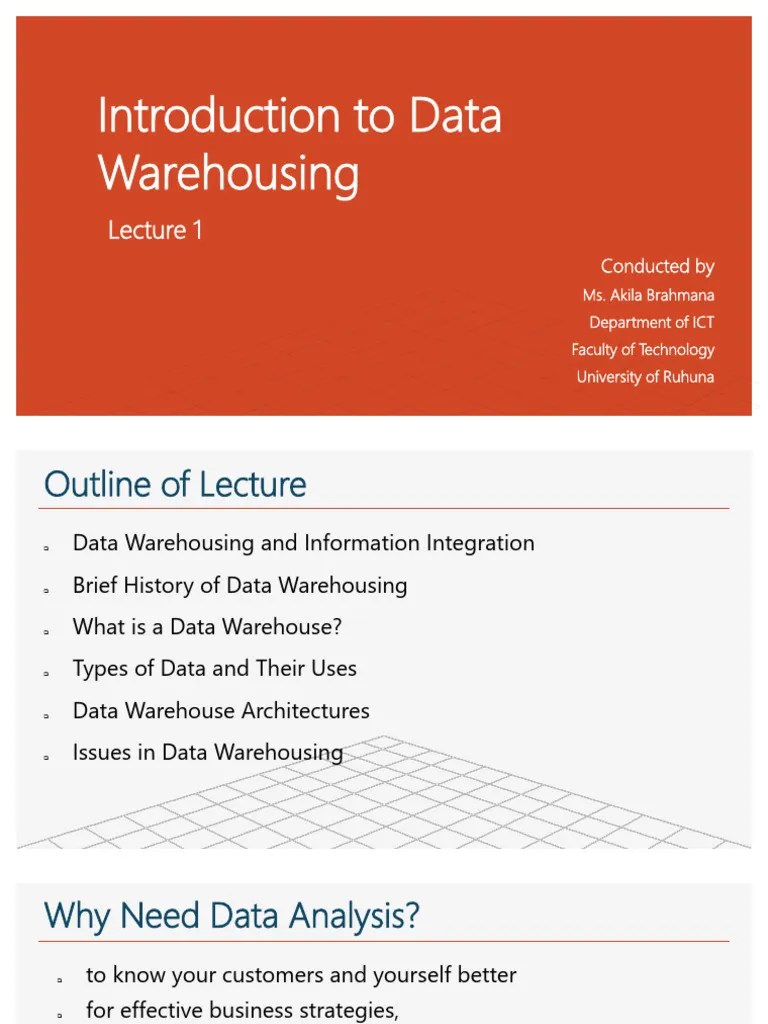 Lecture 1 Introduction To Data Warehousing | PDF | Data Warehouse ...