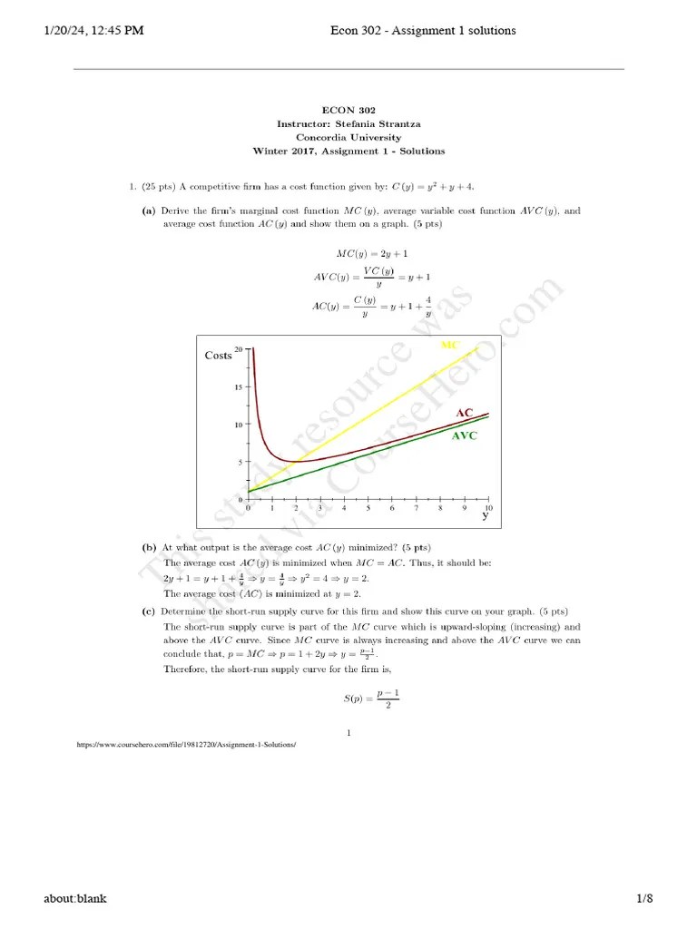 Econ 302 - Assignment 1 Solutions | PDF | Science & Mathematics