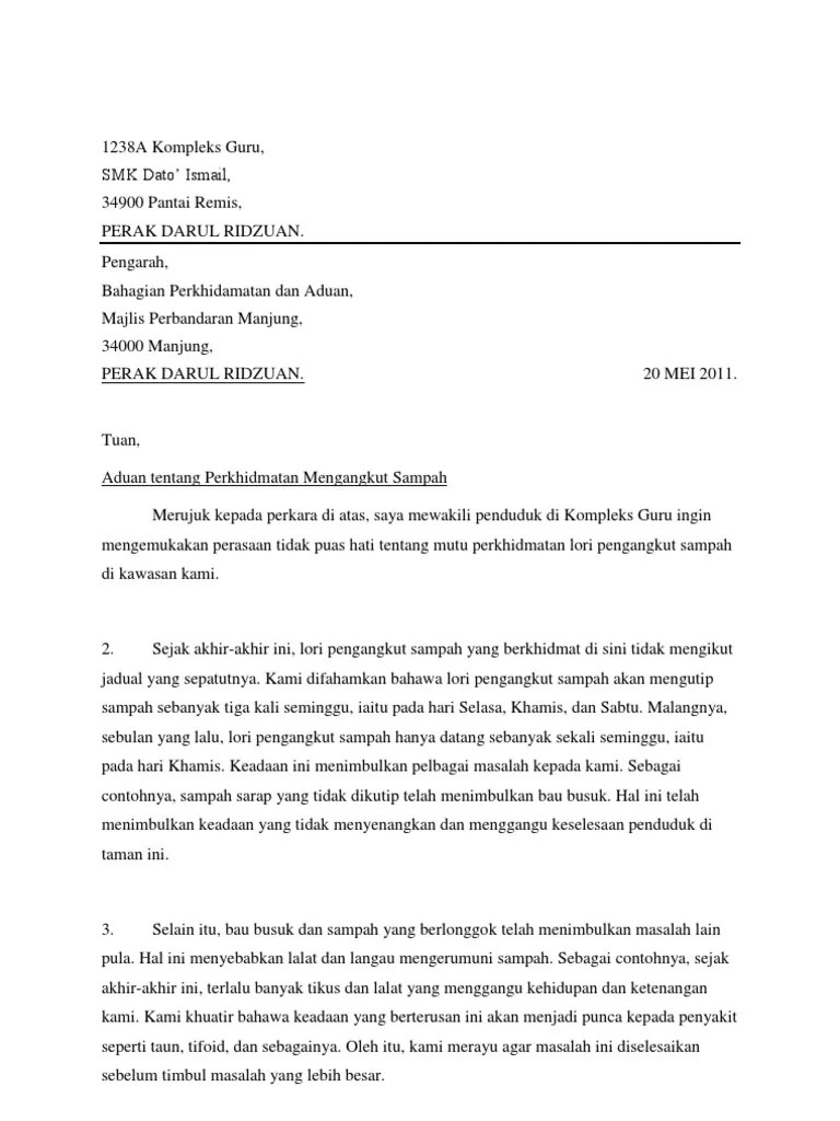 Contoh amalan keadilan dalam pentadbiran kerajaan malaysia. Contoh Surat Aduan Kerosakan Rumah