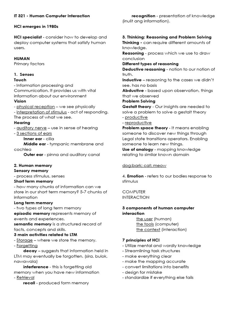 Human Computer Interaction Notes | PDF | Printer (Computing) | Computer Data Storage
