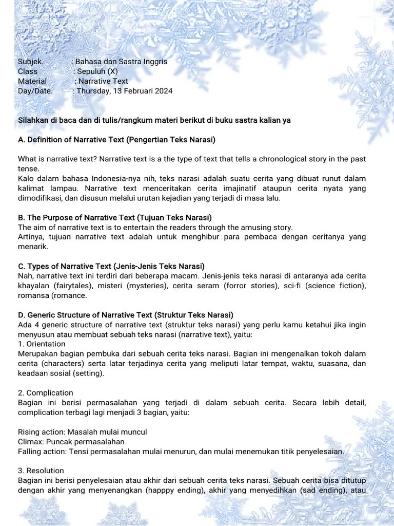 Materi Narrative Text Of X | PDF