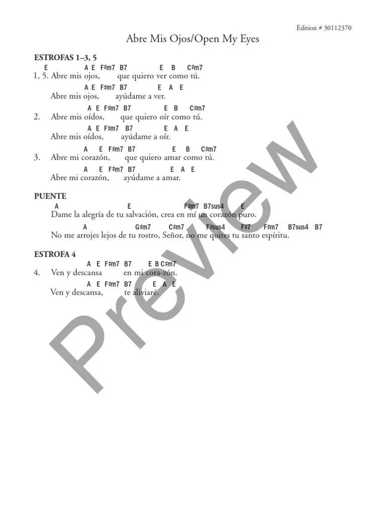 Abre Mis Ojos - Flor Y Canto | PDF
