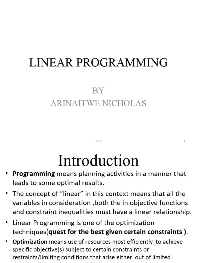 MTH 3202 Linear Programming | PDF | Mathematical Optimization | Linear ...