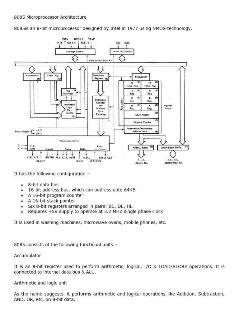 8085 Microprocessor Architecture | PDF | Central Processing Unit ...