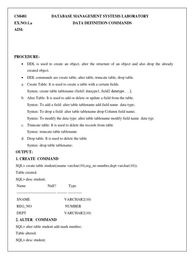 CS8481 DBMS Lab Manual | PDF | Parameter (Computer Programming) | Pl/Sql