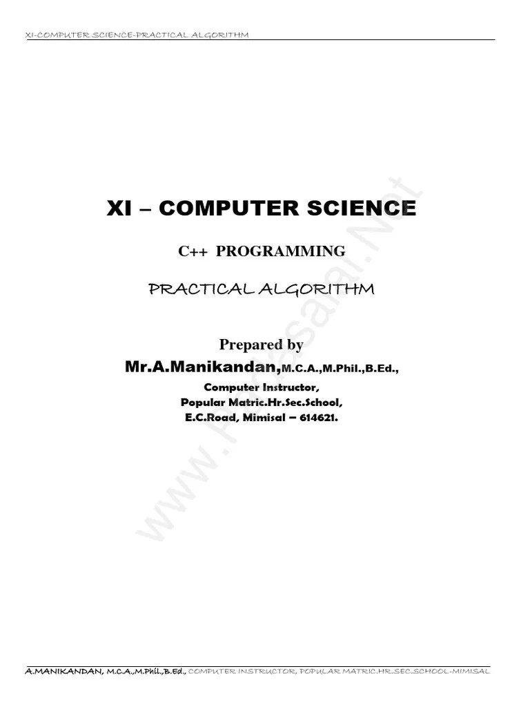 11th Computer Science EM Practical Notes English Medium PDF Download ...