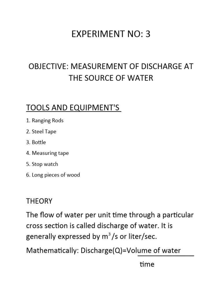 Discharge Measurement | PDF | Social Science | Science & Mathematics