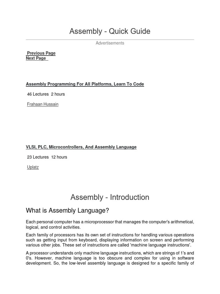 Assembly Language | Download Free PDF | Assembly Language | Office ...