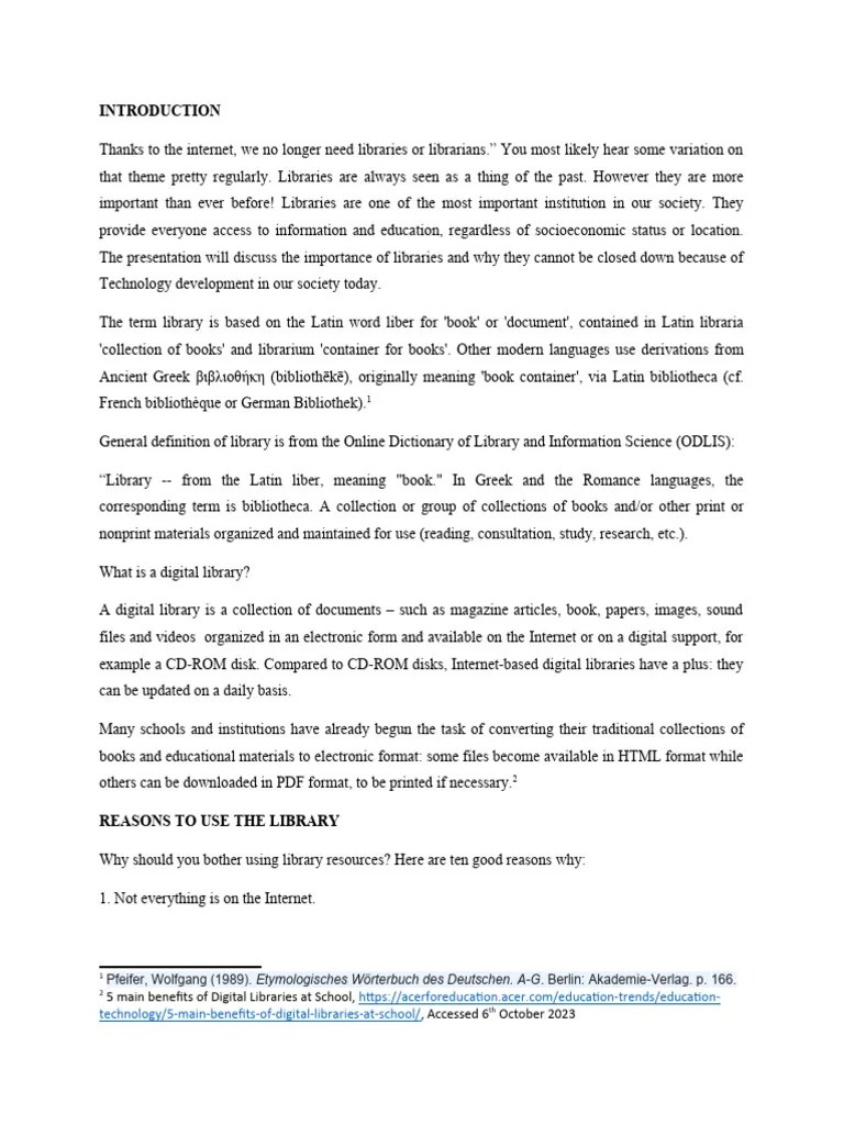 Use Of Library | PDF | Libraries | Digital Library