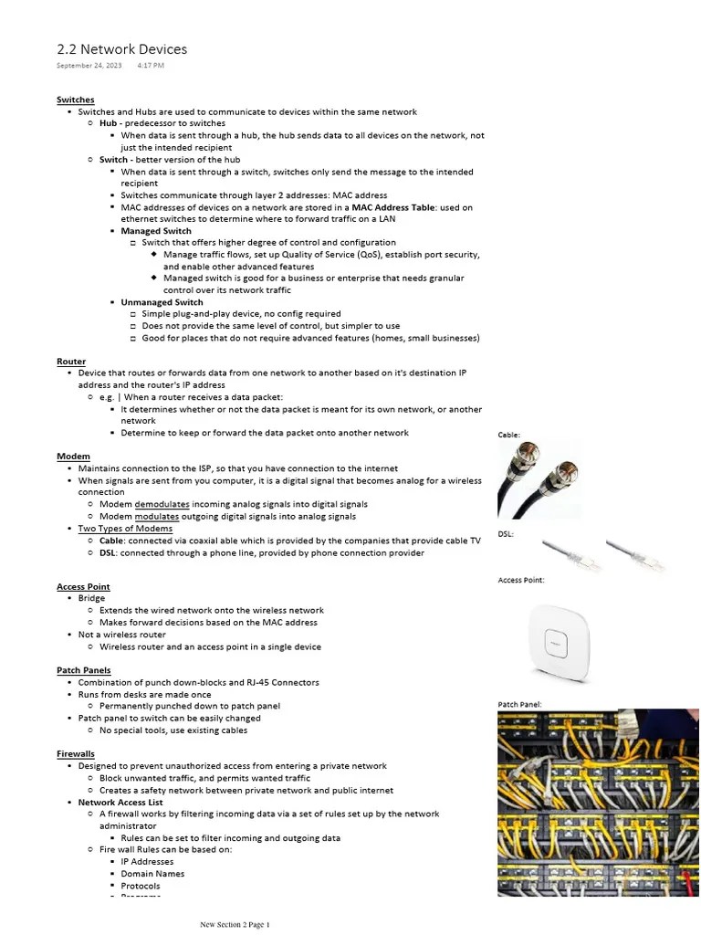 2.2 Network Devices | PDF | Network Switch | Computer Network