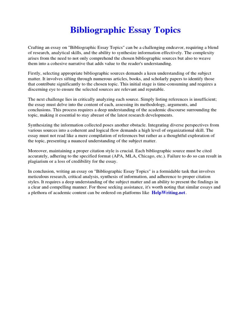 Bibliographic Essay Topics | PDF | Essays | Censorship