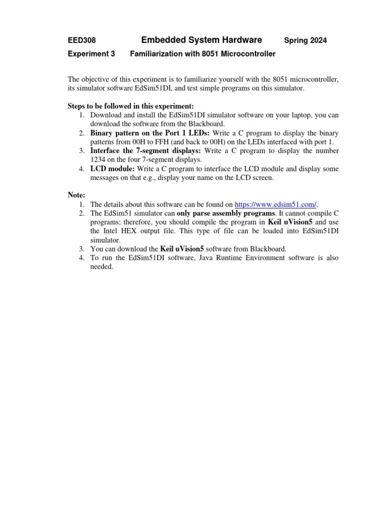 Experiment 3 - Familiarization With Basic Features Of 8051 ...
