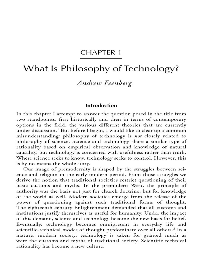 2006 Feenberg - What Is Philosophy Of Technology IMPRESO | PDF ...
