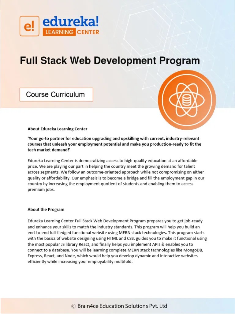 ELC Full Stack Web Development Curriculum | PDF | Java Script | Html ...