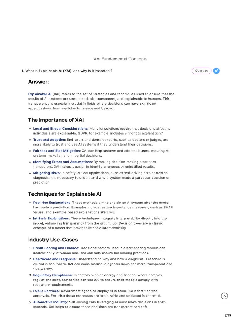 Explainable AI Question Answers | PDF
