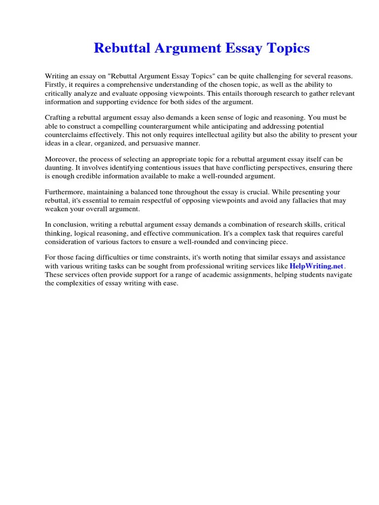 Rebuttal Argument Essay Topics | PDF | Wiki Leaks | Essays