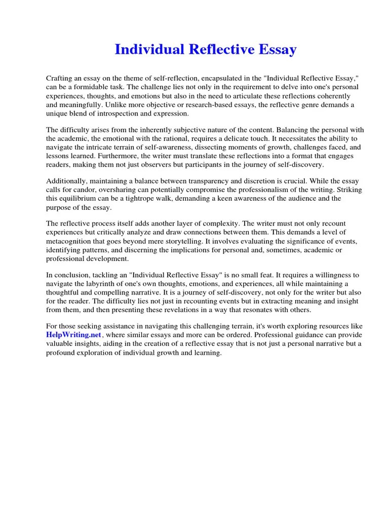 Individual Reflective Essay | PDF | Essays | Osiris
