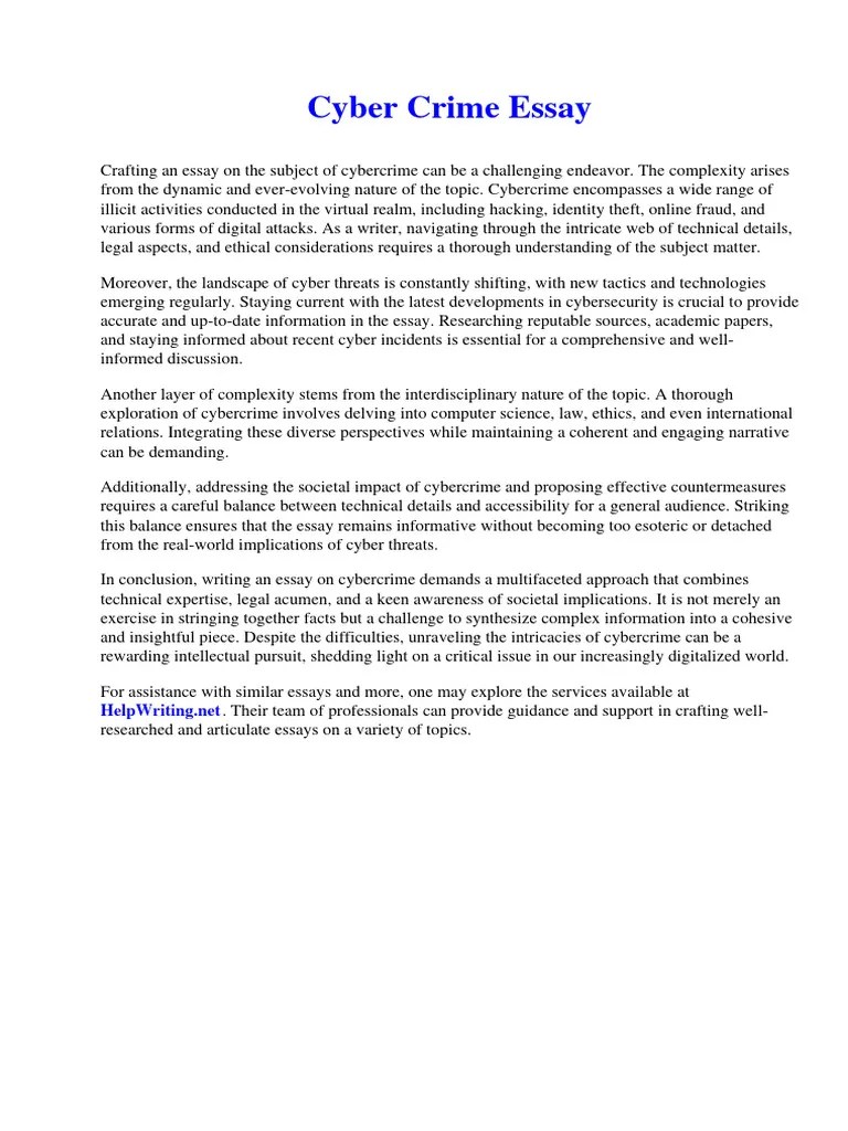 Cyber Crime Essay | Download Free PDF | Cybercrime | Swot Analysis