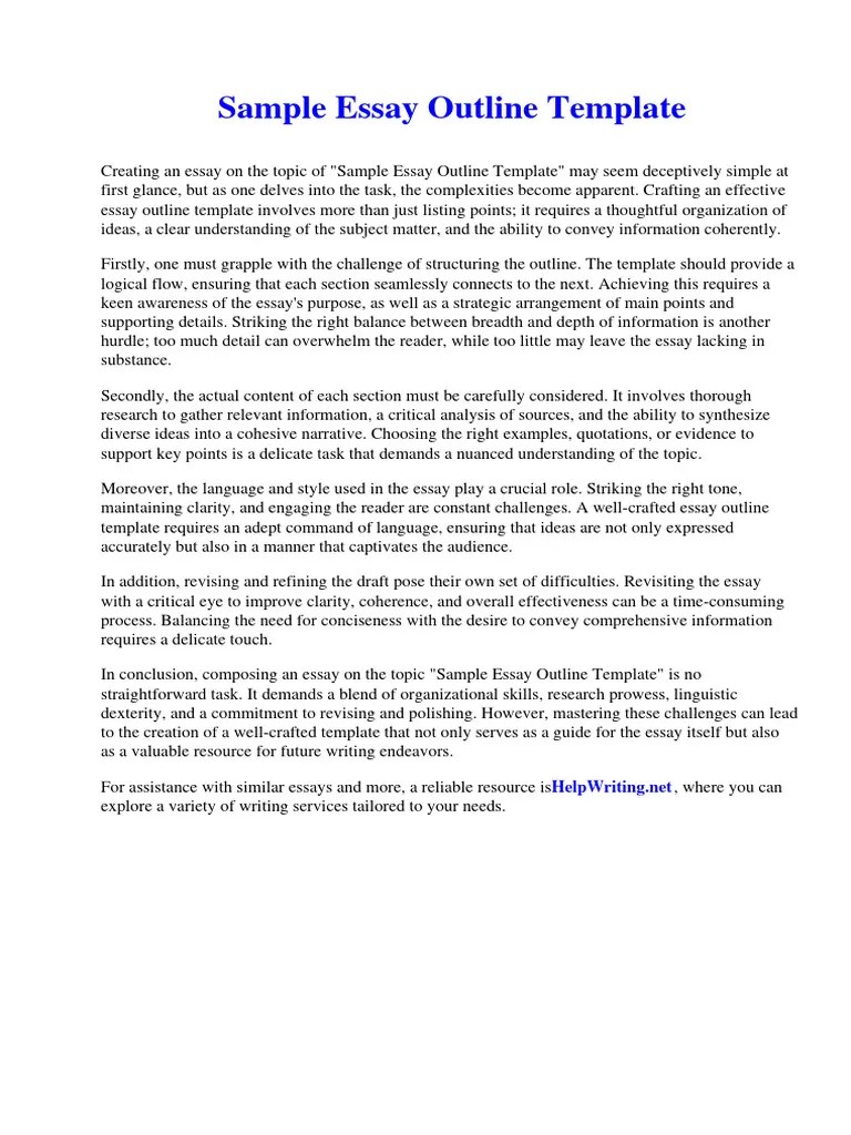 Sample Essay Outline Template | PDF | Shape Memory Alloy