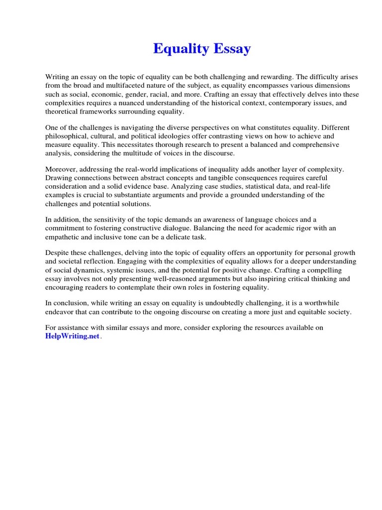 Equality Essay | PDF | Coca Cola | Corporate Social Responsibility