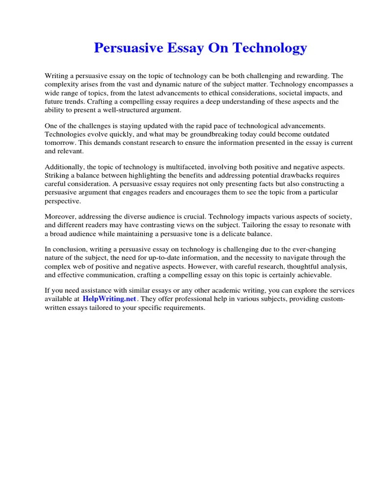Persuasive Essay On Technology | PDF