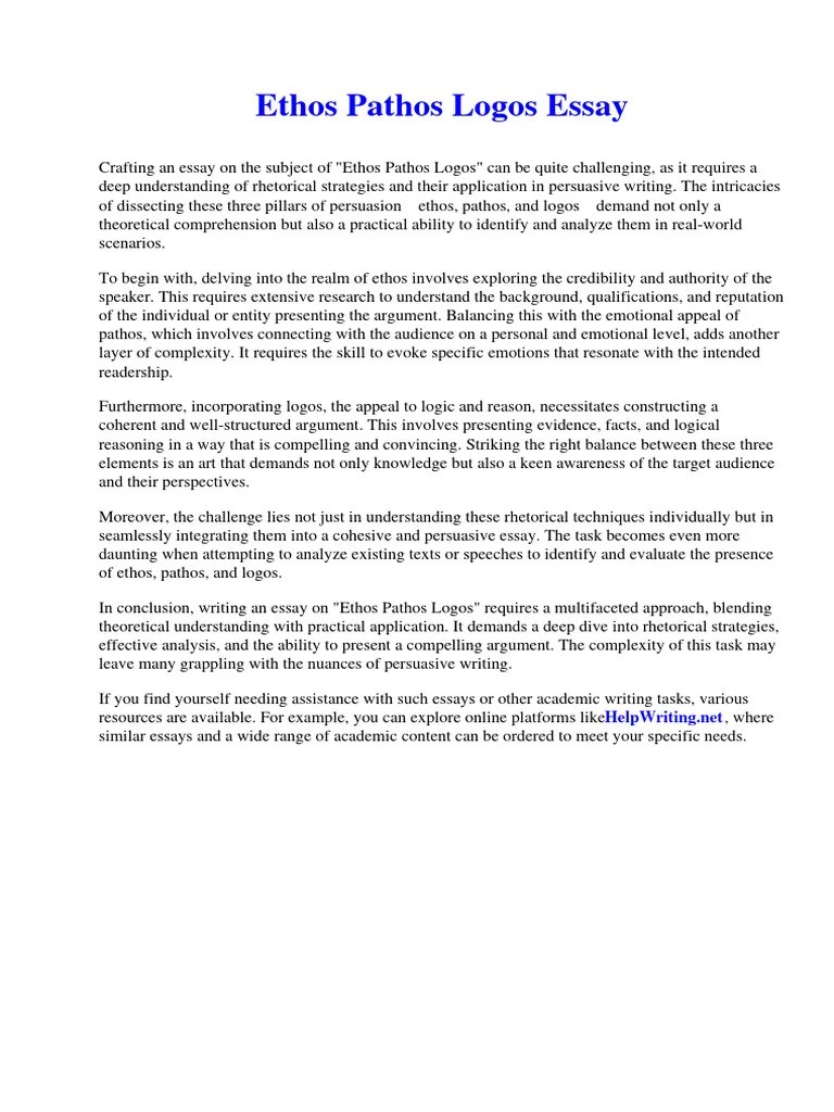 Ethos Pathos Logos Essay | PDF | Rhetoric