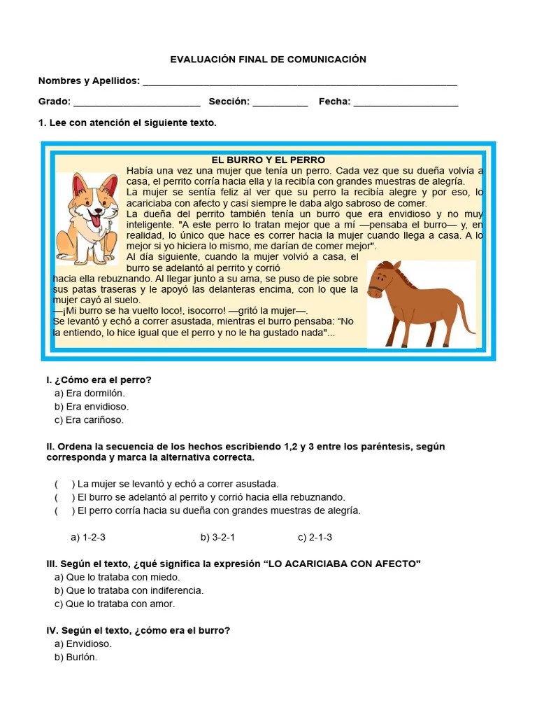 3° Grado - Evaluación De Comunicación | PDF | Instrumentos Musicales ...
