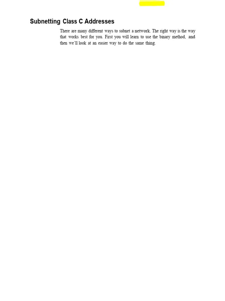 Subnetting Class C Addresses | PDF | Network Architecture ...