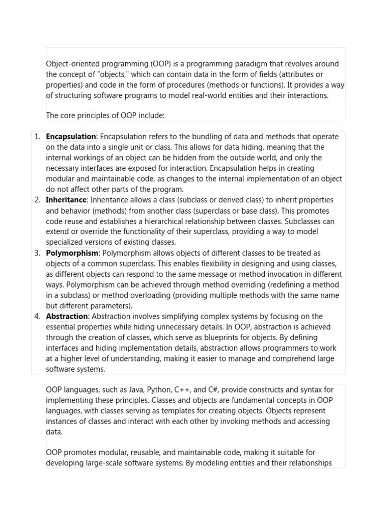 Object Oriented Programming | PDF | Object Oriented Programming ...