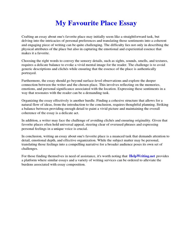 My Favourite Place Essay | PDF | Essays | Internment Of Japanese Americans